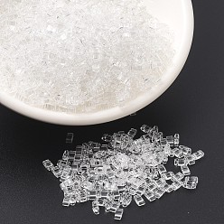 (HTL131) Crystal Миюки половина бусины тила, японский бисер, 2 отверстие, (хтл 131) кристалл, 5x2.3x1.9 мм, Отверстие : 0.8 мм , около 1250 шт / 50 г