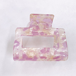 Plum Rectangular Acrylic Large Claw Hair Clips for Thick Hair, Water Ripple Effect, Plum, 50mm