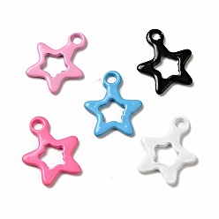 Mixed Color Spray Painted 201 Stainless Steel Charms, Star Charms, Mixed Color, 10.5x9x1mm, Hole: 1.2mm