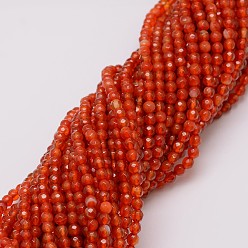 Indian Red Natural Agate Bead Strands, Dyed, Faceted, Round, Indian Red, 4mm, Hole: 0.8mm, about 90~92pcs/strand, 14 inch
