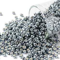 (565) Galvanized Grey Blue Toho perles de rocaille rondes, perles de rocaille japonais, (565) bleu gris galvanisé, 8/0, 3mm, Trou: 1mm, environ1110 pcs / 50 g