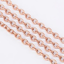 Red Copper Iron Cable Chains, for DIY Jewelry Making, with Spool, Unwelded, Oval, Lead Free, Red Copper, 3x2x0.5mm, about 328.08 Feet(100m)/roll