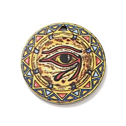 Eye of Ra 201 colgantes de acero inoxidable, plano y redondo, color acero inoxidable, ojo de ra patrón, 25x1 mm, agujero: 1.8 mm