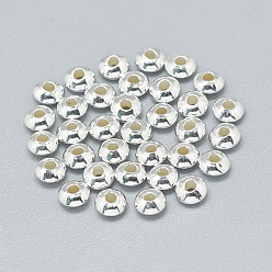 Серебро 925 стерлингов серебряные шарики Spacer, блюдце бусины, серебряные, 5x2.5 мм, отверстие : 1.5 мм