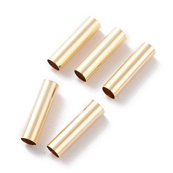 Real 24K Gold Plated Brass Tube Beads, Long-Lasting Plated, Tube, Real 24K Gold Plated, 9x4mm, Hole: 3.5mm