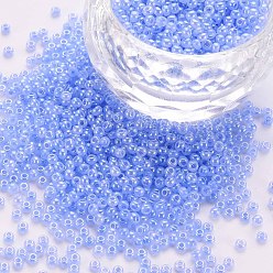 Cornflower Blue 12/0 Imitation Jade Glass Seed Beads, Opaque Colours Luster, Round, Cornflower Blue, 2x1.5mm, Hole: 1mm, about 40000pcs/Pound