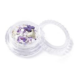 Púrpura Media Kits de accesorios de decoración de uñas, incluyendo cabujones de diamantes de imitación de vidrio, fornituras de hierro, cabujones acrílicos, púrpura medio, 2~14.5x2~12x3.5~5 mm, cuadro: 44x16 mm