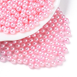 Pink Imitation Pearl Acrylic Beads, No Hole, Round, Pink, 4mm, about 10000pcs/bag