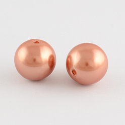 Melocotón de Soplo Perlas redondas de perlas de imitación de plástico abs, peachpuff, 8 mm, Agujero: 2 mm, sobre 1950 unidades / 500 g