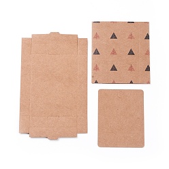 BurlyWood Kraft Paper Boxes and Earring Jewelry Display Cards, Packaging Boxes, with Tree Pattern, BurlyWood, Folded Box Size: 7.3x5.4x1.2cm, Display Card: 6.5x5x0.05cm