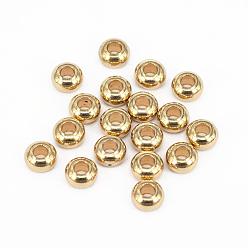 Raw(Unplated) Brass Spacer Beads, Nickel Free, Rondelle, Raw(Unplated), 6x4mm, Hole: 3mm