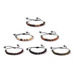 Mixed Color 4Pcs Wood and Non-Magnetic Synthetic Hematite Braided Bead Bracelets Set, Morse Code I Love You Jewelry for Women Men, Mixed Color, Inner Diameter: 1-1/8~3-1/4 inch(3~8.4cm)
