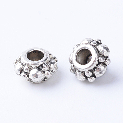 Antique Silver Tibetan Style Alloy Spacer Beads, Rondelle, Cadmium Free & Lead Free, Antique Silver, 6x4mm, Hole: 2mm, about 2630pcs/1000g