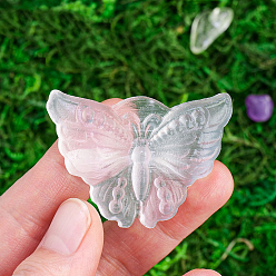 Бабочка Природный кварц украшения кристалл дисплей, для домашнего офисного стола, бабочка, 47x35 мм