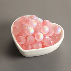 Light Coral Czech Glass Beads, No Hole, with Glitter Powder, Round, Salmon, 10mm