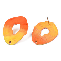 Naranja Oscura Hallazgos de aretes de hierro pintado en aerosol, con agujero, lágrima giro, naranja oscuro, 31x25 mm, agujero: 2 mm, pin: 0.7 mm