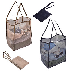 Mixed Color 2Pcs 2 Colors Polyester Mesh Beach Bag, with Handle Mesh Beach Tote Bag Reusable Mesh Shopping Bag, for Travel Toys or Laundry, Mixed Color, 62.4~63cm, 1pc/color