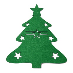 Green Christmas Themed Felt Tableware Holders, for Fork Spoon Knife Storage Party Table Dinner Decoration Supplies, Christmas Tree, Green, 203x169x2mm