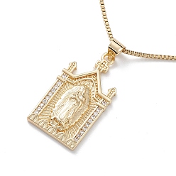 Human Clear Cubic Zirconia Religion Pendant Necklace, Golden 304 Stainless Steel Jewelry for Women, Human, 16.26 inch(41.3cm), Pendant: 31x16.5x3mm