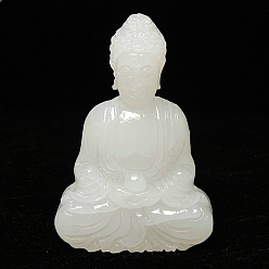 White Jade Natural White Jade Carved Mahavairocana Buddha Statue Home Decoration, Feng Shui Figurines, 62x42x16mm