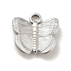Stainless Steel Color 304 Stainless Steel Pendants,  Butterfly Charms, Stainless Steel Color, 12.5x13x3mm, Hole: 1.8mm