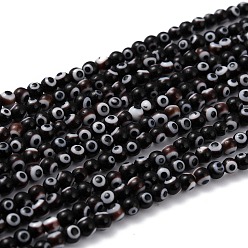 Black Handmade Evil Eye Lampwork Round Bead Strands, Black, 6mm, Hole: 1mm, about 65pcs/strand, 14.17 inch