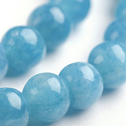 Turquoise Natural Gemstone Beads Strands, Dyed, Imitation Aquamarine, Round, 6mm, Hole: 1mm, about 63pcs/strand, 14.9 inch