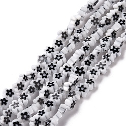 Blanc Main millefiori perles de verre brins, fleur, blanc, 3.7~5.6x2.6mm, Trou: 1mm, Environ 88~110 pcs/chapelet, 15.75'' (40 cm)