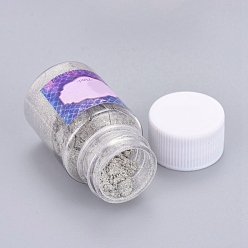 Argent Poudre de perle de pigment de mica nacré, pour la résine UV, fabrication de bijoux artisanaux en résine époxy et nail art, argenterie, bouteille: 29x50 mm, sur 6~7 g / bouteille