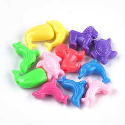 Mixed Color Acrylic Beads, Animal, Mixed Color, 19~23x21~25x9~11mm, Hole: 3.5~4mm