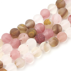 Verre Tigerskin Tigerskin perles de verre brins, givré, ronde, 6mm, Trou: 1mm, Environ 63 pcs/chapelet, 15.5 pouce