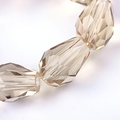 Bois Solide Perles en verre transparentes , larme à facettes, burlywood, 8x6mm, Trou: 1mm, Environ 65 pcs/chapelet, 17.99 pouce (45.7 cm)