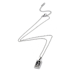 Stainless Steel Color Rhinestone Tarot Card Pendant Necklace with Enamel, Stainless Steel Color Stainless Steel Jewelry for Women, Knight, 19.69 inch(50cm)