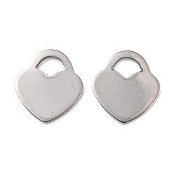 Stainless Steel Color 201 Stainless Steel Charms, Heart, Stainless Steel Color, 12x10.5x0.8mm, Hole: 2.7x2.9mm