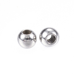 Stainless Steel Color 304 Stainless Steel Spacer Beads, Round, Stainless Steel Color, 3x2mm, Hole: 1~1.2mm