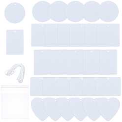 Белый Ahandmaker 2 наборы 2 стили фетр теплопередача печать парфюмерия набор, с веревками и мешками OPP, сердце, Sqaure, прямоугольник и плоский круглый, белые, 1 набор / стиль