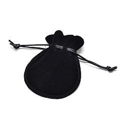 Noir Sacs en velours pochettes à bijoux à cordon, pour les sachets de bonbons d'anniversaire de mariage, noir, 13.5x10.5 cm