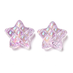 Pourpre Perles acryliques transparentes, de couleur plaquée ab , étoiles, pourpre, 19.5x19.5x9mm, Trou: 3.5mm