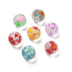 Mixed Color Handmade Glass Enamel Beads Strands, Round, Mixed Color, 13x12mm, Hole: 1.2mm, about 30pcs/strand