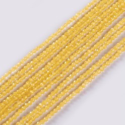 Or Chapelets de perles en verre, facette, ronde, or, 2x2mm, Trou: 0.4mm, Environ 193~197 pcs/chapelet, 14.17 pouces ~ 15.51 pouces (36~39.4 cm)