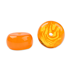 Dark Orange Resin Imitation Amber Beads, Flat Round/Disc, Dark Orange, 16.5~17x8.5~9mm, Hole: 2~2.3mm