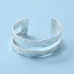 Argent Bracelet de manchette ouvert en laiton placage de rack pour les femmes, sans cadmium et sans plomb, argenterie, 1-1/8 pouce (2.9~3 cm), diamètre intérieur: 2-1/8x2-3/8 pouce (5.25x5.9 cm)