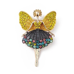 Noir Broche en émail danseuse papillon avec strass, insigne en alliage doré avec boucle pour sac à dos vêtements pendentif bijoux, noir, 60.5x39x14.5mm, Trou: 5x4mm, pin: 0.8 mm