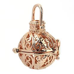 Light Gold Rack Plating Brass Cage Pendants, For Chime Ball Pendant Necklaces Making, Hollow Round, Light Gold, 26x26x21.5mm, Hole: 7x10mm, inner measure: 18mm