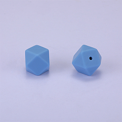 Acero Azul Claro Cuentas de silicona hexagonales, masticar cuentas para mordedores, diy collares de enfermería haciendo, azul acero claro, 23x17.5x23 mm, agujero: 2.5 mm