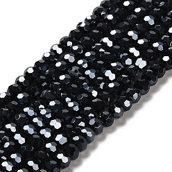 Prussian Blue Electroplate Glass Bead Strands, Pearl Luster Plated, Faceted(32 Facets), Round, Prussian Blue, 4mm