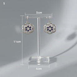 Clear T Shaped Acrylic Earring Display Stand, Jewelry Displays Rack, Jewelry Tree Stand, with Holes and Rectangle Pedestal, Clear, 4x5x11cm