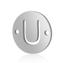 Letter U Conectores de enlaces de acero de titanio, plano y redondo con la letra, color acero inoxidable, letter.u, 12x0.8 mm, agujero: 0.8 mm