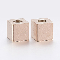 Розовое Золото Ионное покрытие (ip) 304 шарики из нержавеющей стали, кубические, розовое золото , 6x6x6 мм, отверстие : 3 мм