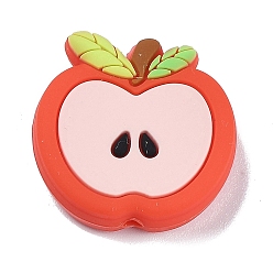 Roja Perlas de silicona ecológicas de grado alimenticio de manzana, masticar cuentas para mordedores, diy collares de enfermería haciendo, rojo, 27.5x28x8 mm, agujero: 3 mm